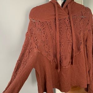 Free people brown lace hoodie